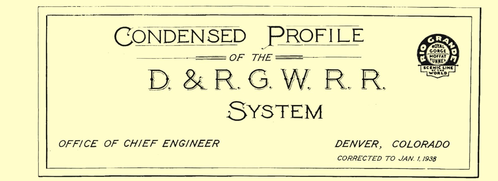 Denver & Rio Grande Western RR 1938 Condensed Track Profile Pages on DVD