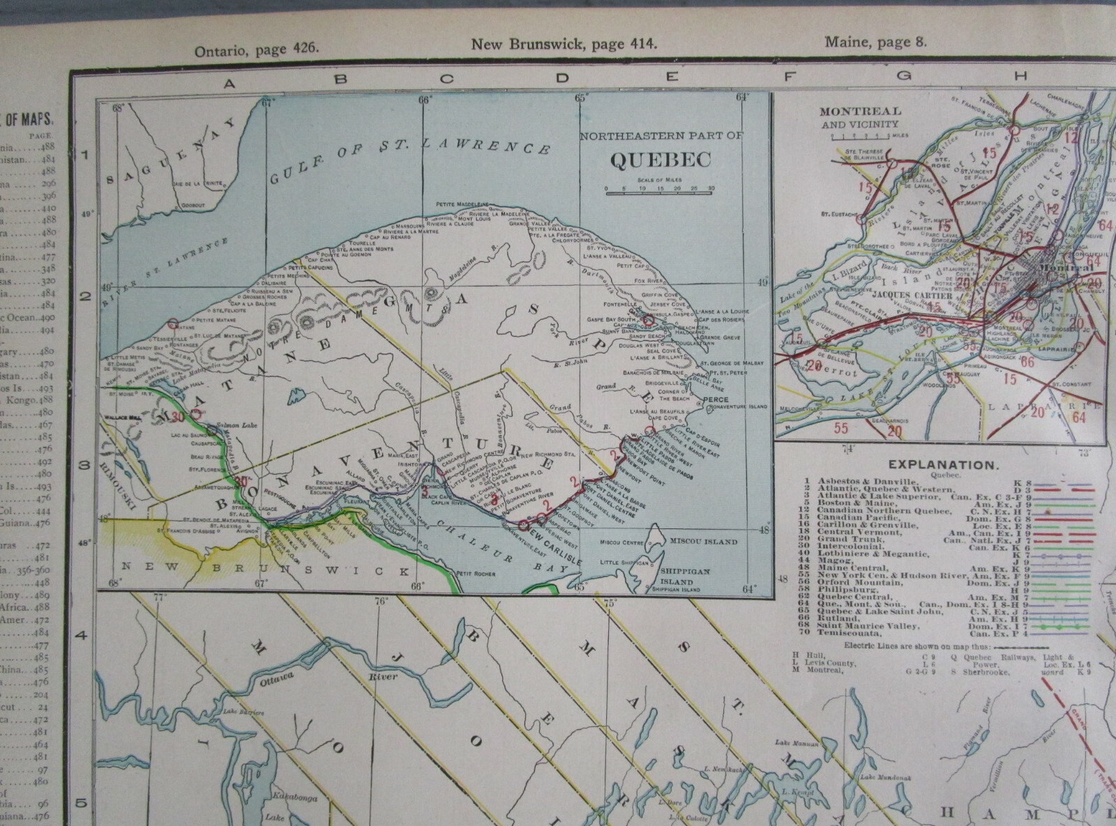 1910 QUEBEC STEAM, INTERURBAN ELECTRIC RAILROAD Map. CANADA 1900s PHILIPSBURG RR
