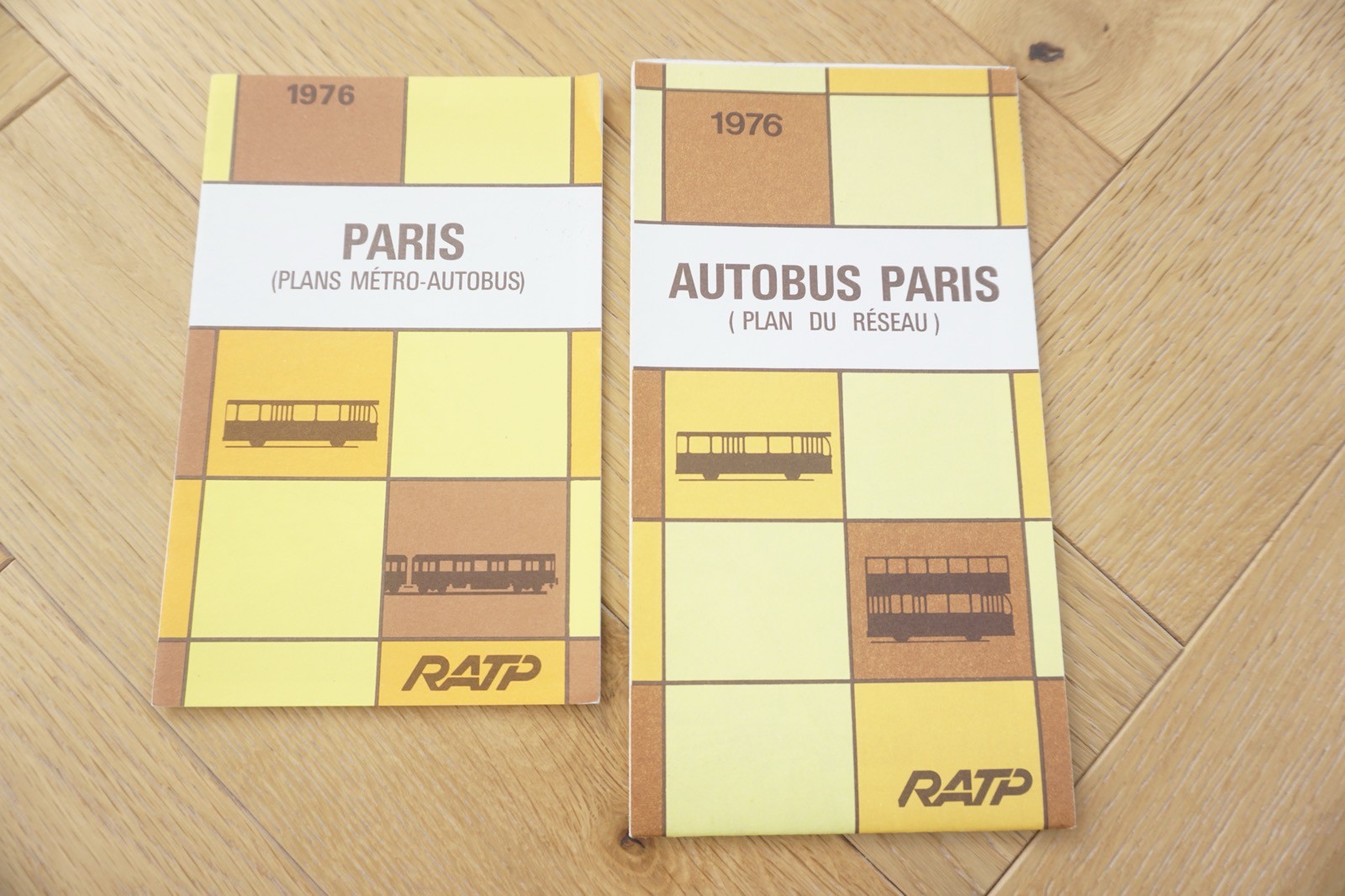 1976 Paris Autobus Metro Map Bus Railway Map x2 France