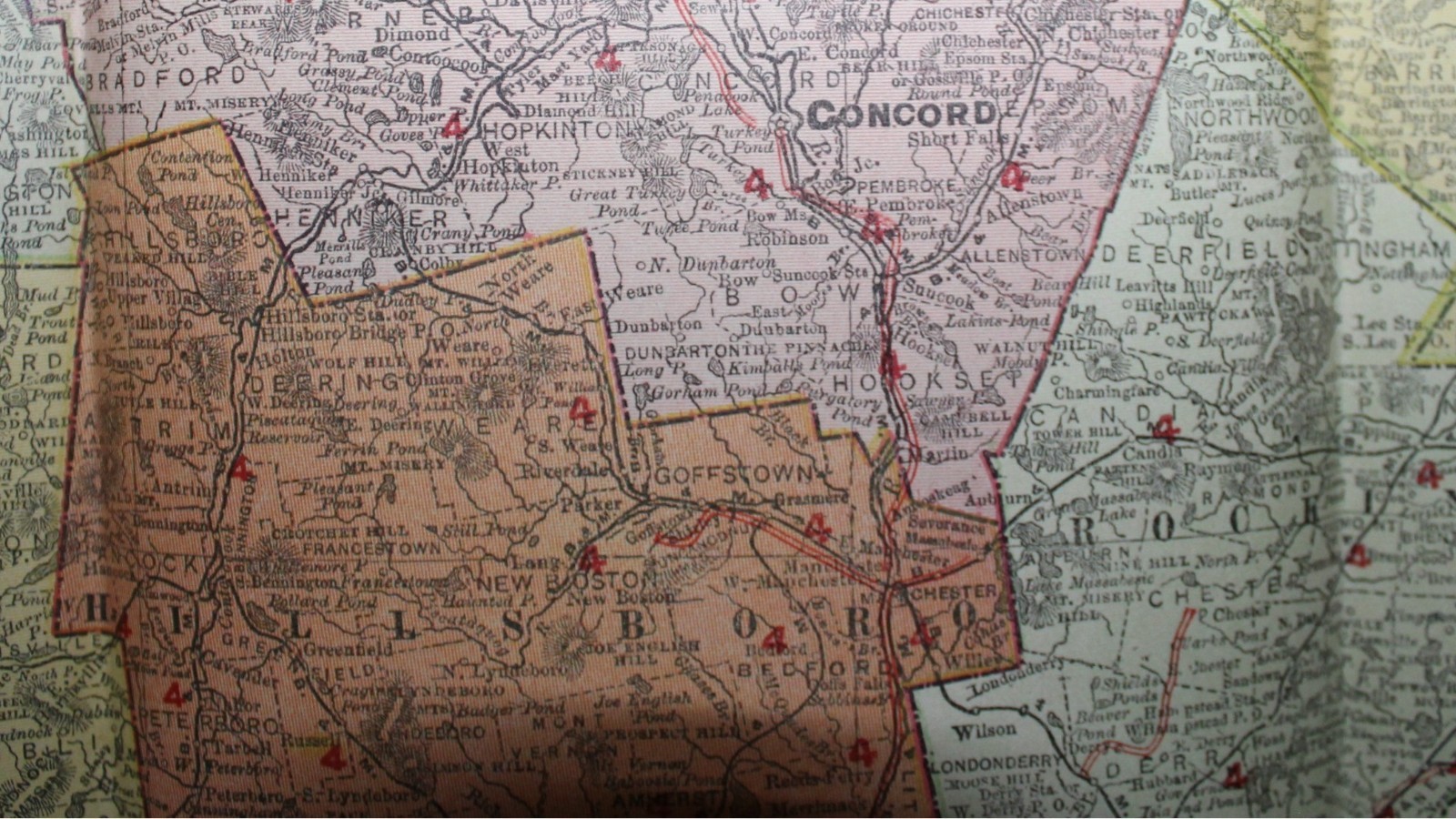 1908 New Hampshire Railroad Map Rand McNally