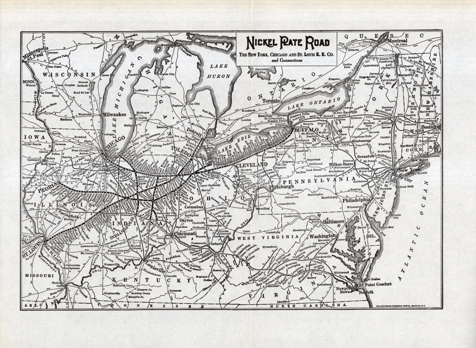 1938 Antique Nickel Plate Road Map New York Chicago St Louis Railroad Map 2952