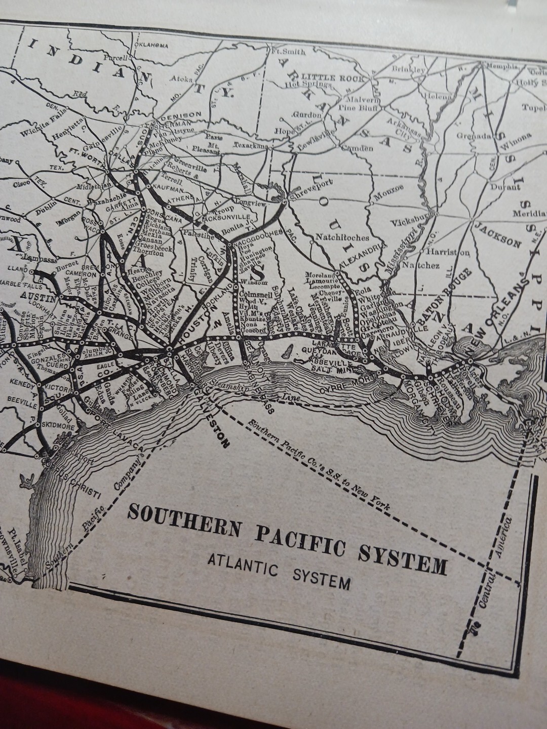 1902 Train Route Map SOUTHERN PACIFIC SYSTEM Atlantic System Railroad All Lines