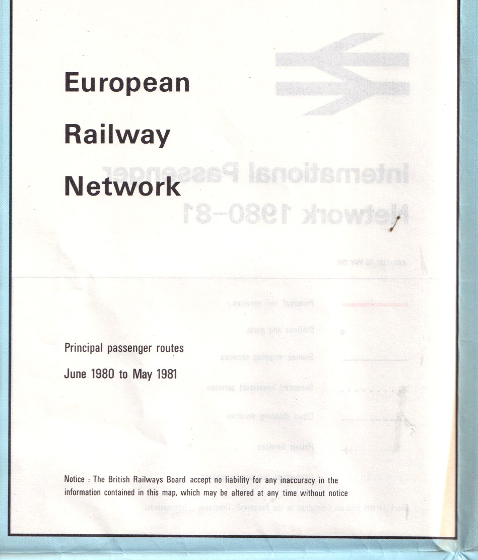BRITISH RAIL INTERNATIONAL PASSENGER NETWORK MAP 1980-81