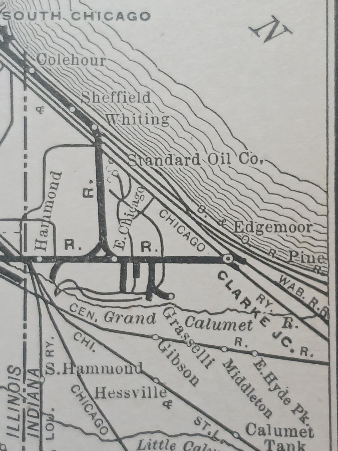 ~1898 Train Route Map CHICAGO TERMINAL TRANSFER RAILROAD Stations Depots Marked