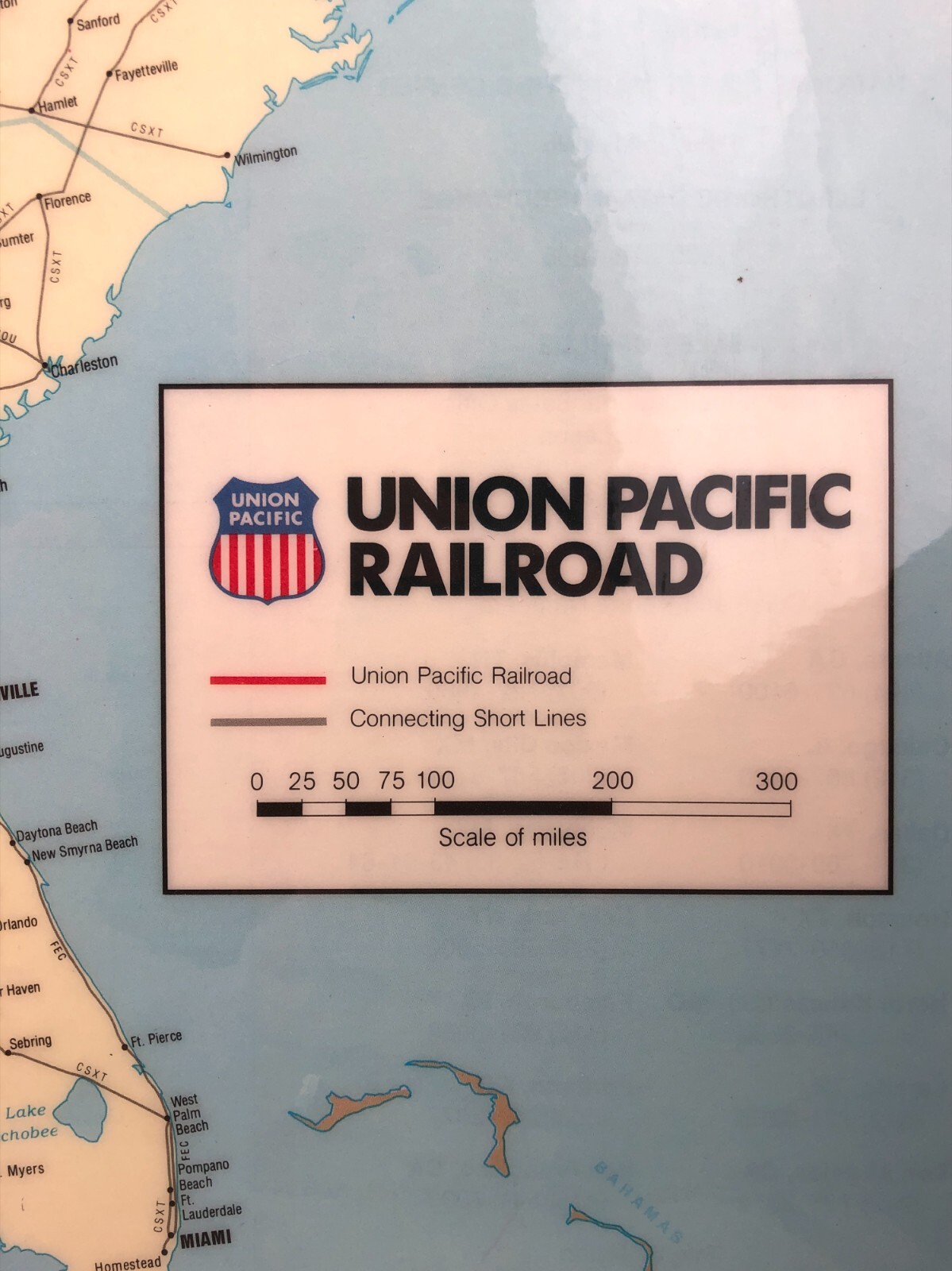 Union Pacific Railroad UP System Route Map 1988 Edition LAMINATED 32 x 20″