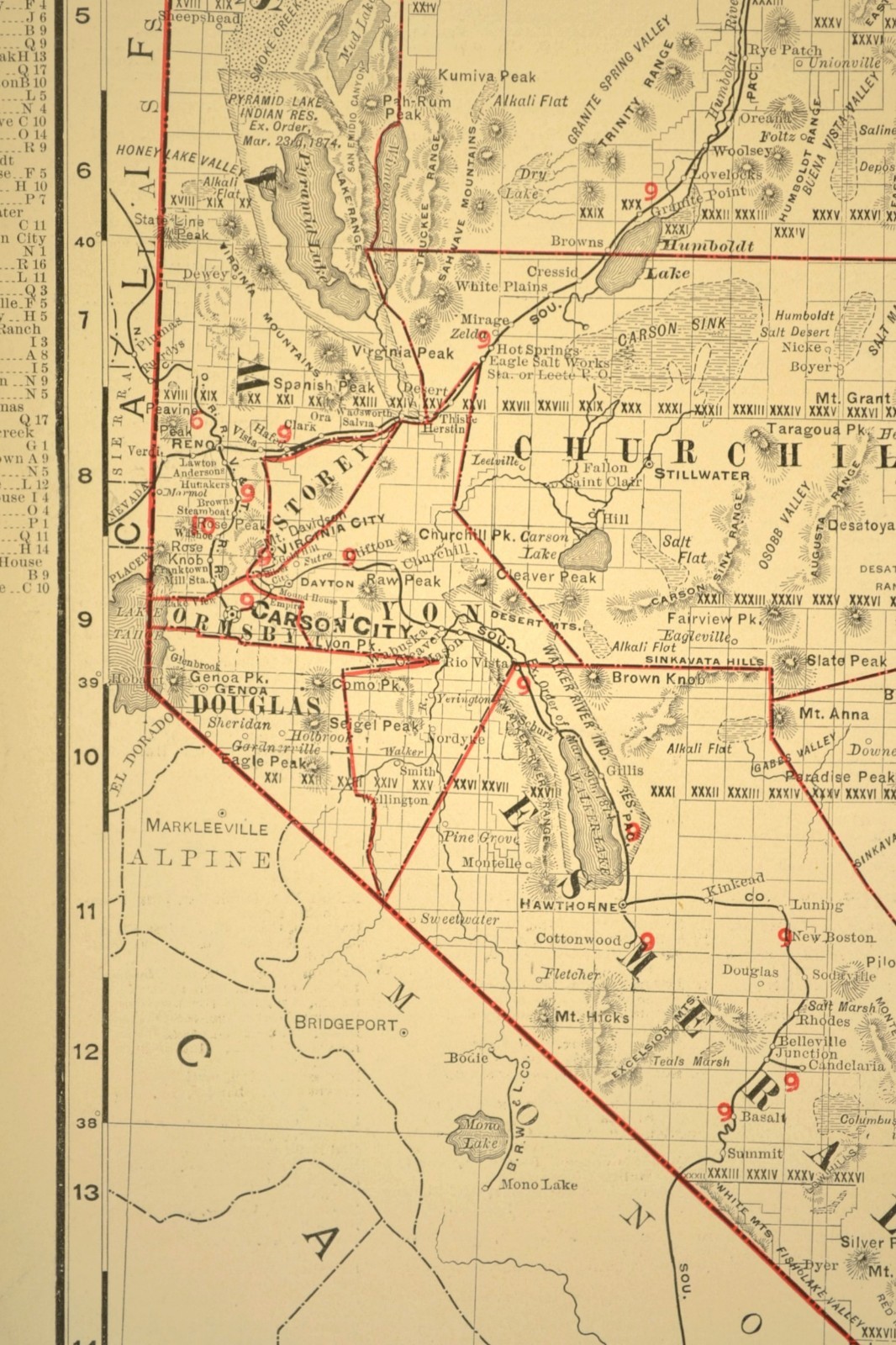 1901 Antique Nevada Railroad Map Southern Pacific Railroad Large Atlas Map DATED