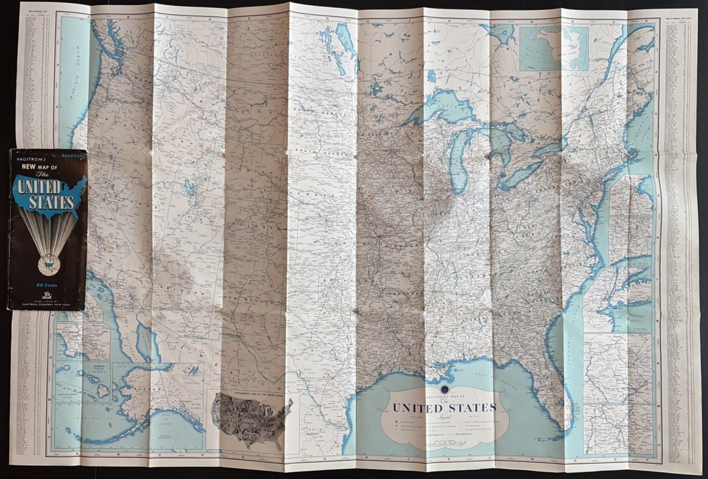 Vtg 1960s Hagstrom United States Map of Railroads and Lines 41″ x 27″ USA
