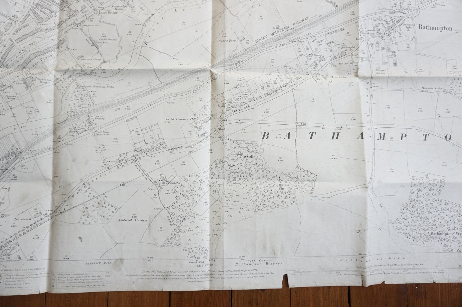 1904 Bathampton Somerset Larkhill GWR Great Western Railway OS Railway Map