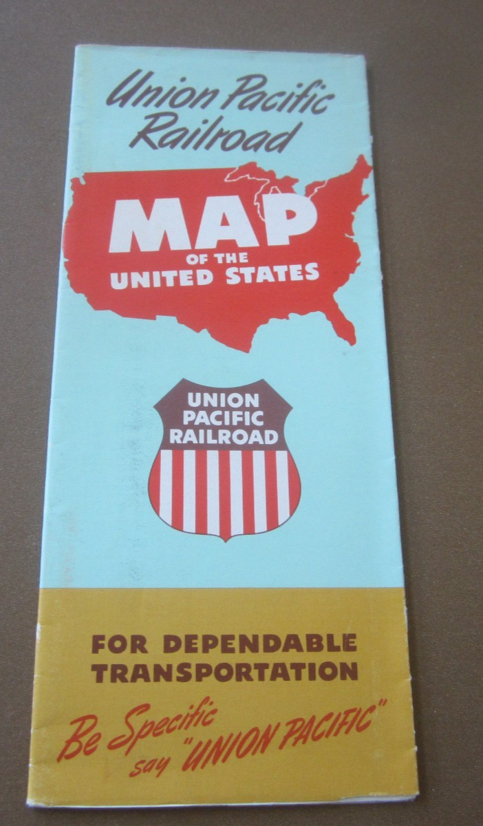 1958 – Union Pacific System – Railroad – MAP of the UNITED STATES