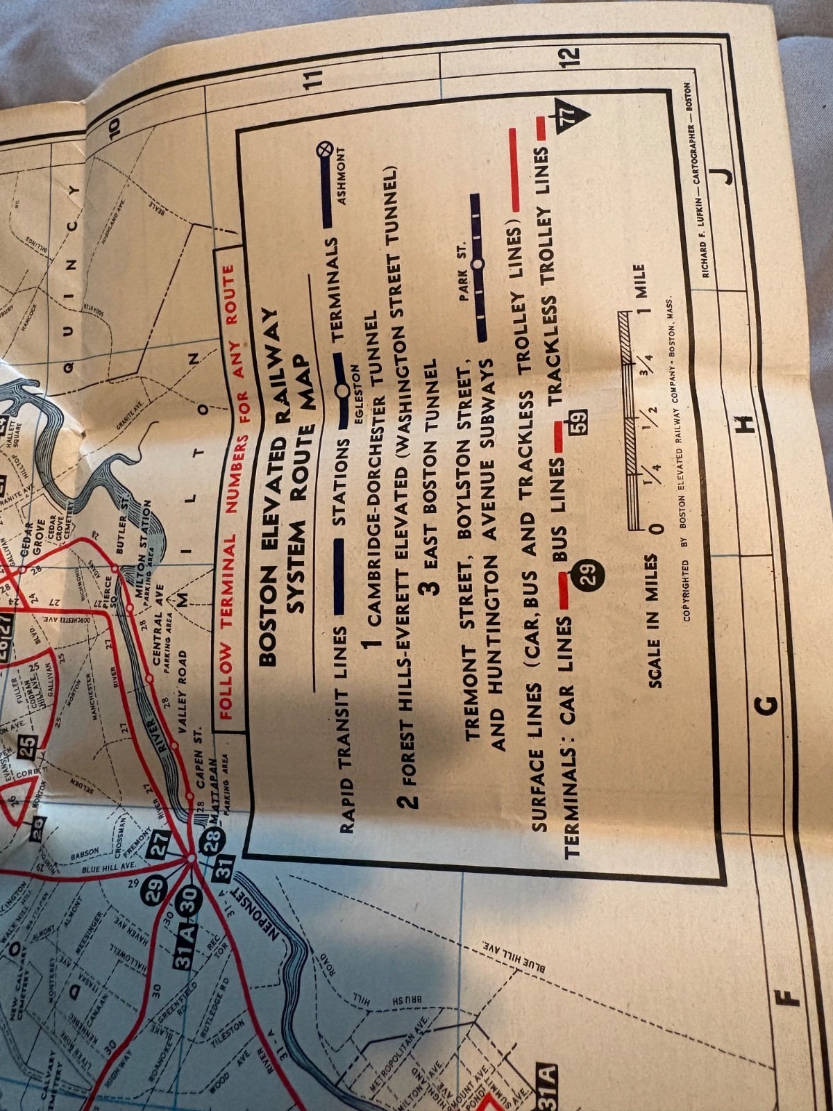 Boston Elevated Railway Route Map 6th Edition Transit Foldout & Travel Info book