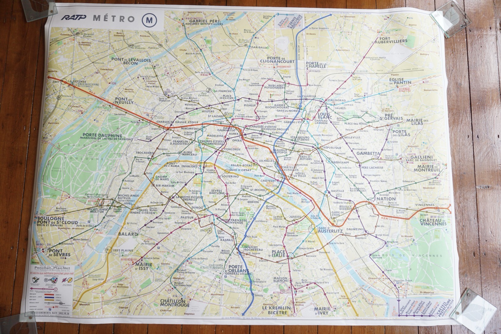 1983 France RATP Metro Underground Tube Map Railway Quad Poster