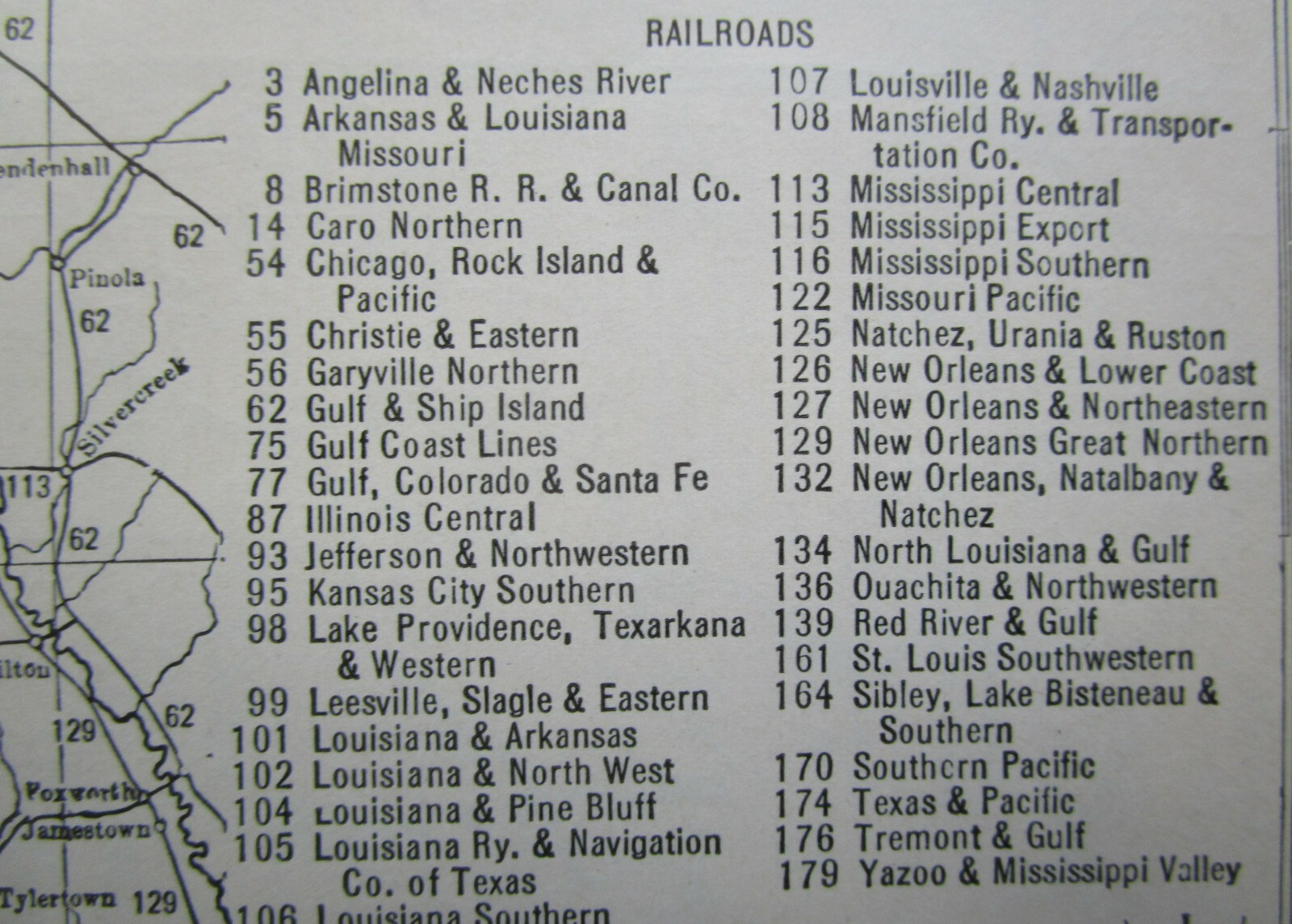 LA ME 1933 LOUISIANA RAILROAD Map GARYVILLE NORTHERN RR ~or~ MAINE. KNOX RR