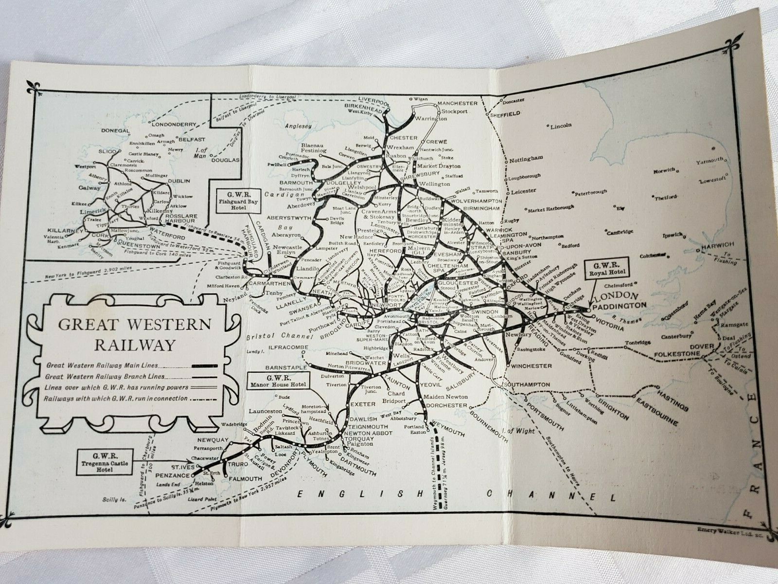 MAP OF THE GREAT WESTERN RAILWAY VINTAGE RAILROAD REFERENCE BOOKLET TRAIN ROUTE