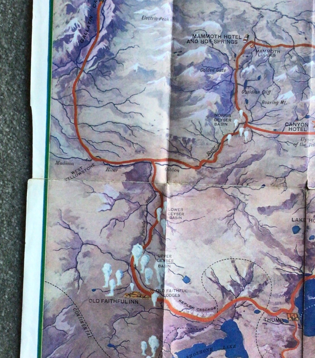 1930 Picture Map Of Yellowstone National Park Chicago Milwaukee St Paul Pacific