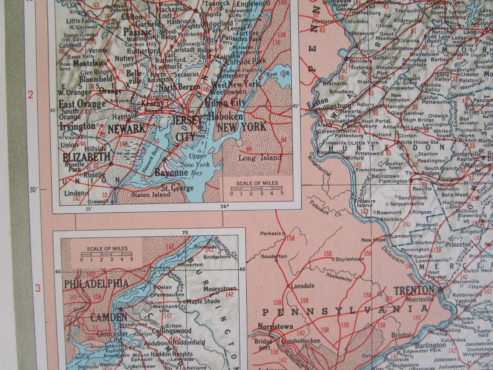 NJ NM 1951 NEW JERSEY RAILROAD Map. MORRISTOWN & ERIE RR ~or~ NEW MEXICO