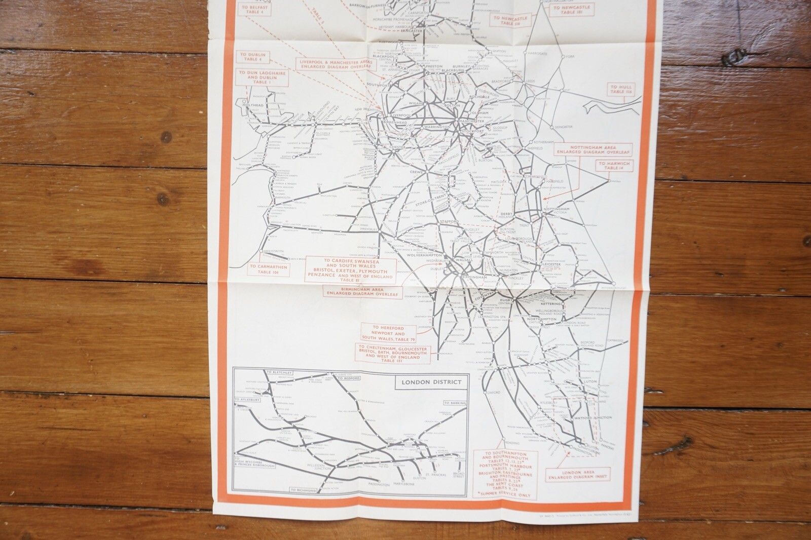 1963 British Rail London Midland Passenger Network Railway System Map