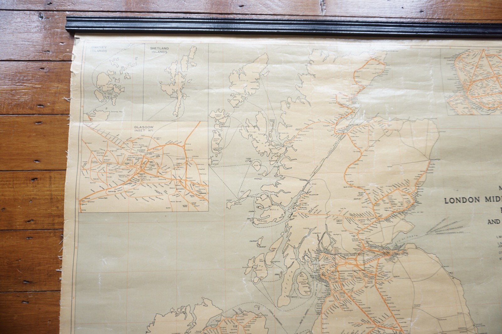 1939 LMS Railway Map Linen Backed for Display in Train Station