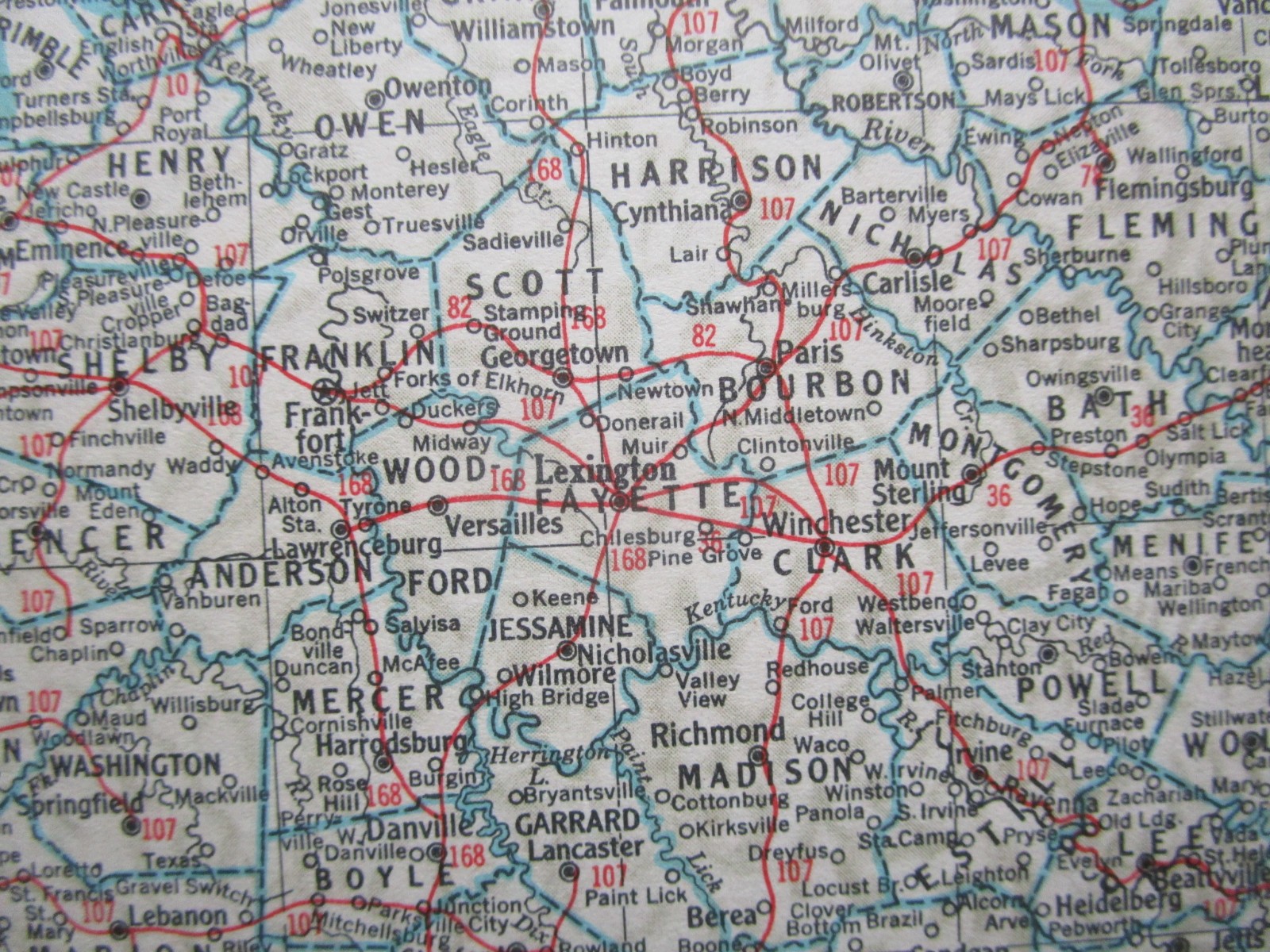 KS KY Vtg 1951 KANSAS RAILROAD Map KANSAS CITY SOUTHERN, CB&Q, ATSF or KENTUCKY