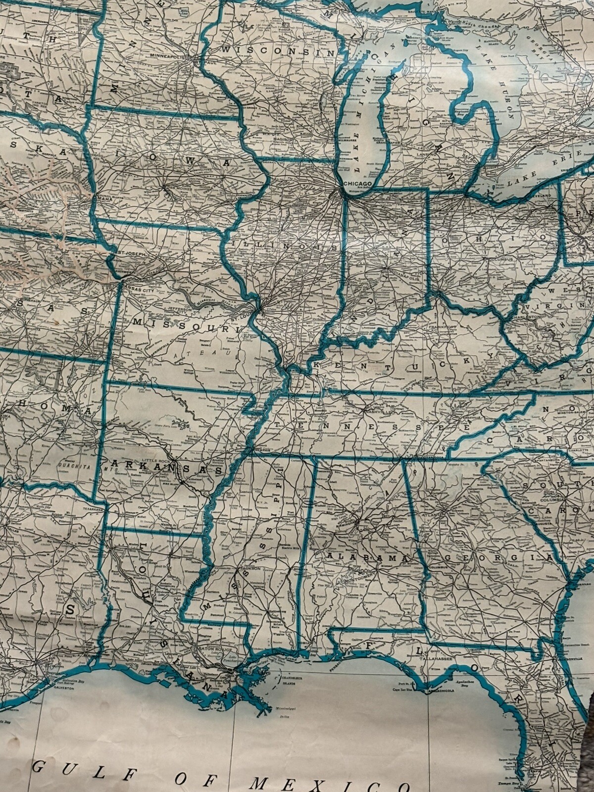 Vintage Map of Union Pacific Railroad United States