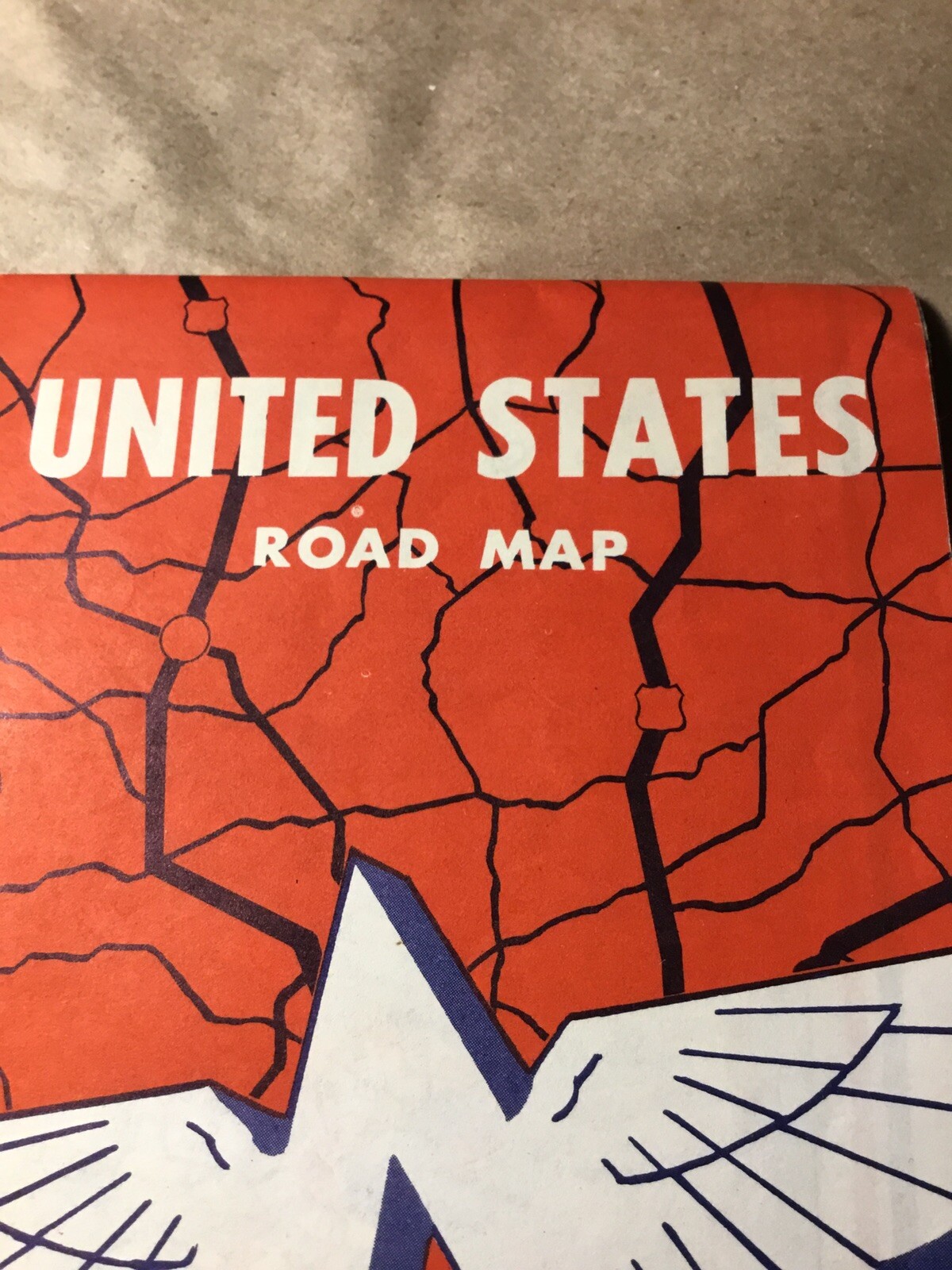 Flying A1957 RARE Map of the United States Great Shape Ships Free