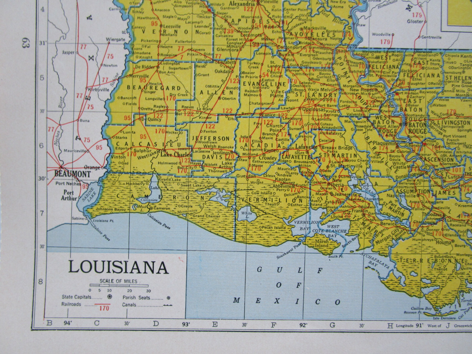 LA ME 1942 LOUISIANA RAILROAD Map OUACHITA & N’WSTRN RR ~or~ MAINE. MONSON RR
