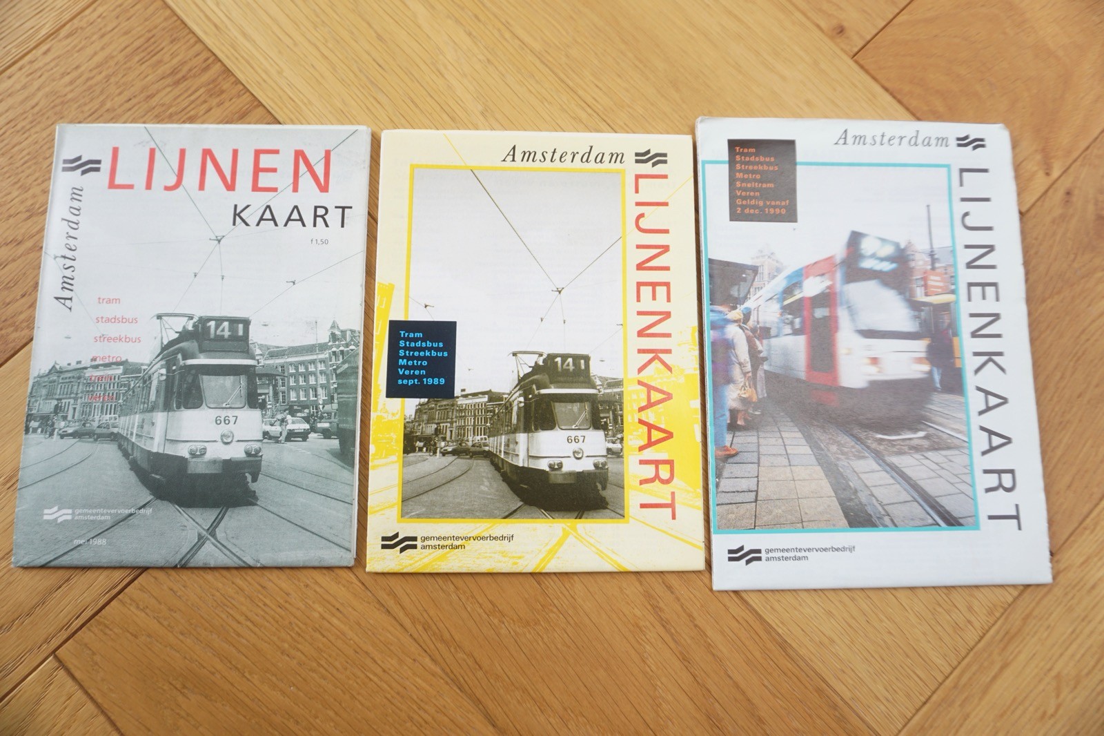 1988 1989 1990 Amsterdam Netherlands GVB Bus Tram Route Map x3