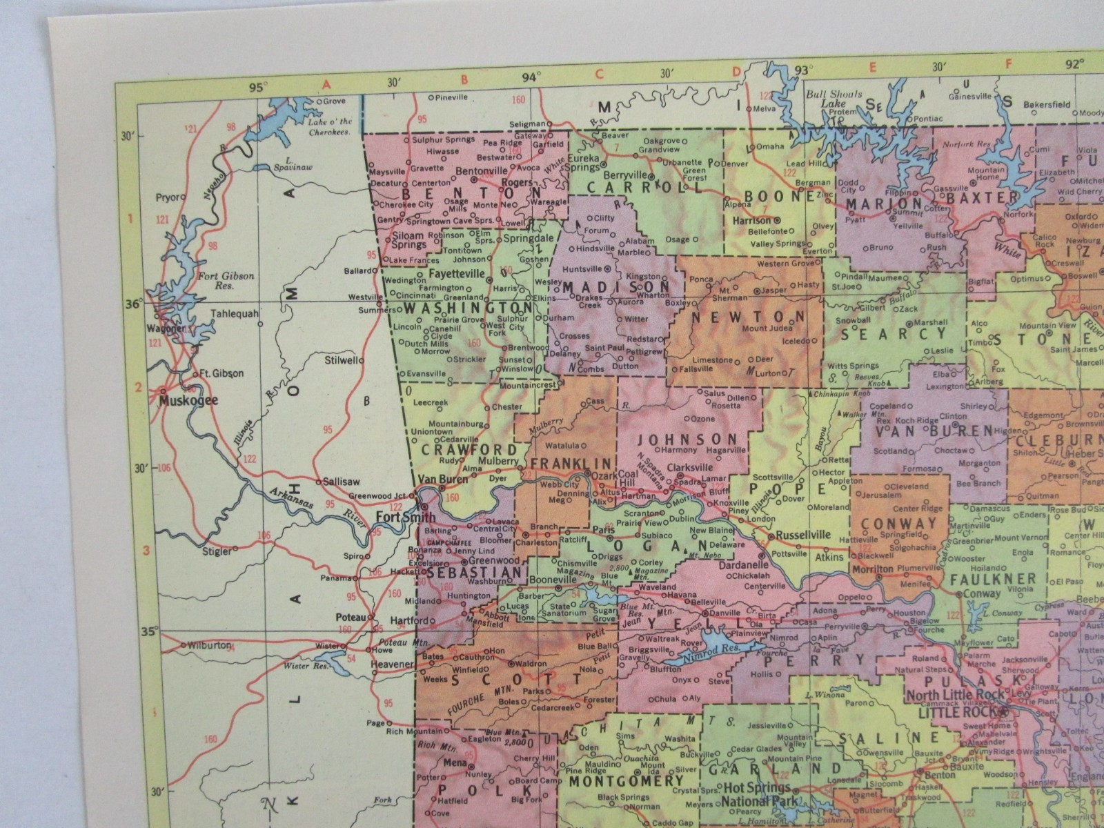 CA AR Vintage 1957 CALIFORNIA RAILROAD MAP. ARKANSAS 1950s ASHLEY DREW NRTH’N RR