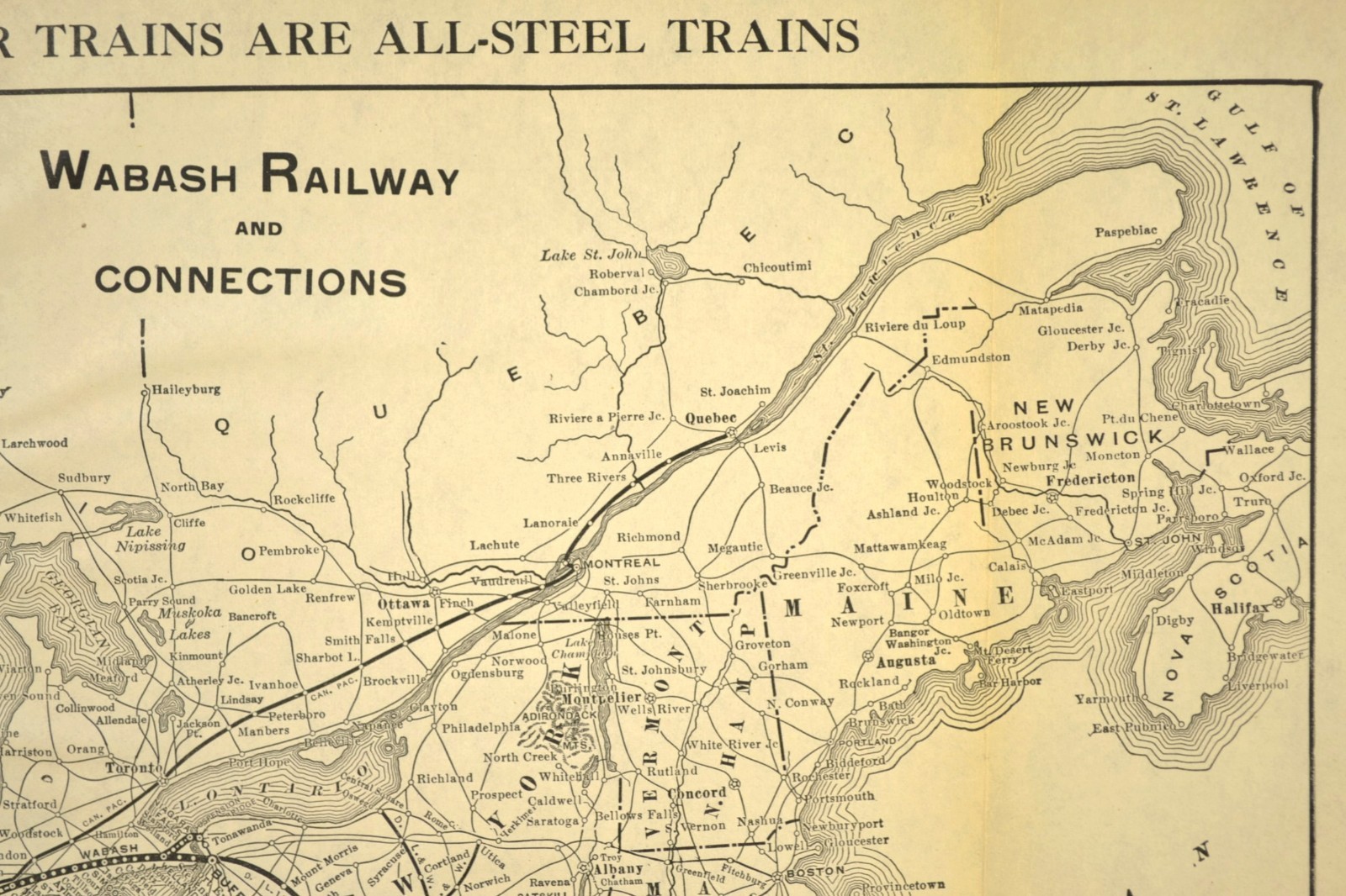 ca 1925 WABASH Railroad Map of the WAB Railway Omaha Des Moines Buffalo Chicago