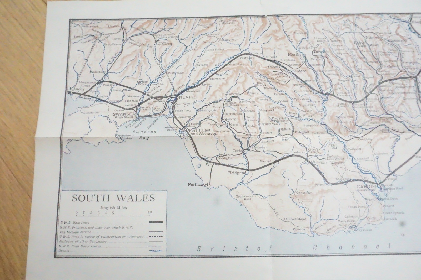 1913 GWR Newport Cardiff Swansea South Wales Original Railway Map