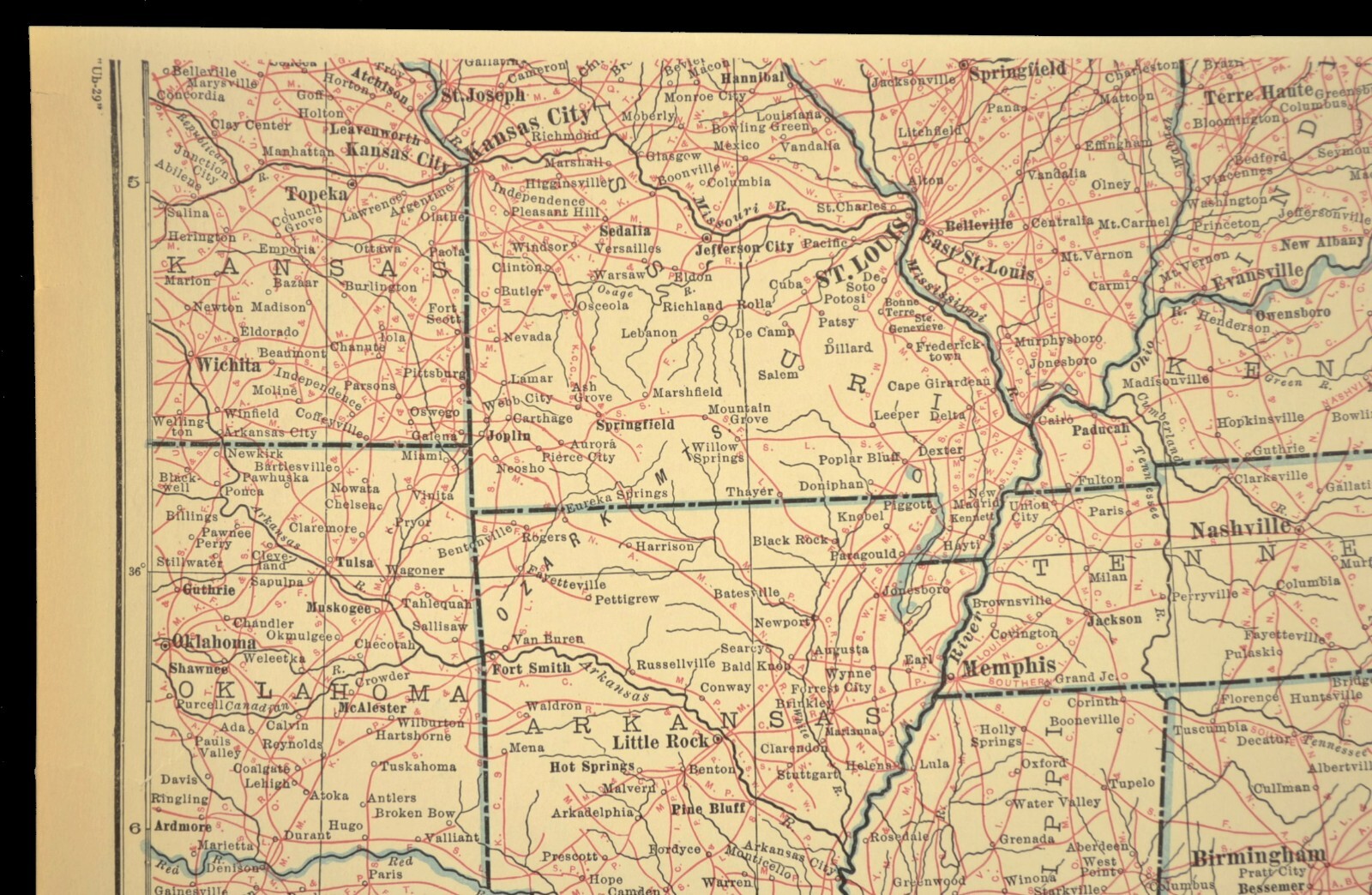 Vintage Eastern UNITED STATES Railroad Map East US Railway Wall Art Antique