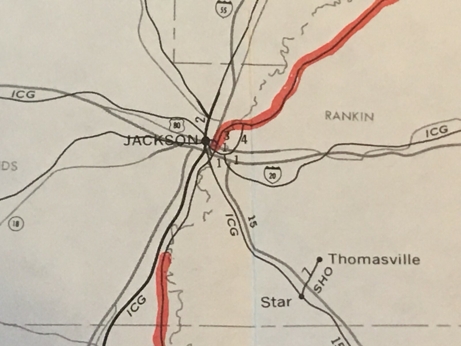 Vintage 1975 Mississippi Transportation Map●Fed’l Railroad Administrat’n●11″x17″