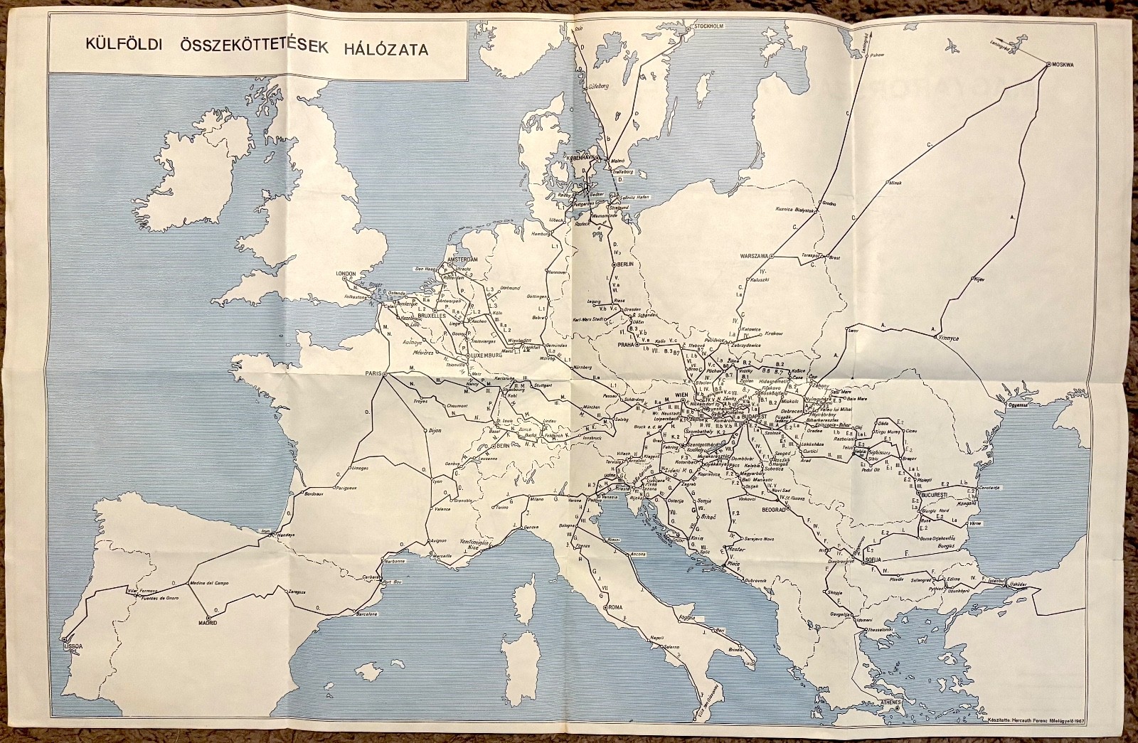 1967 Edition, Hungarian Railroad Map.
