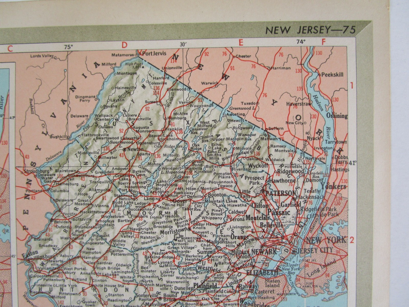 NJ NM 1951 NEW JERSEY RAILROAD Map. MORRISTOWN & ERIE RR ~or~ NEW MEXICO