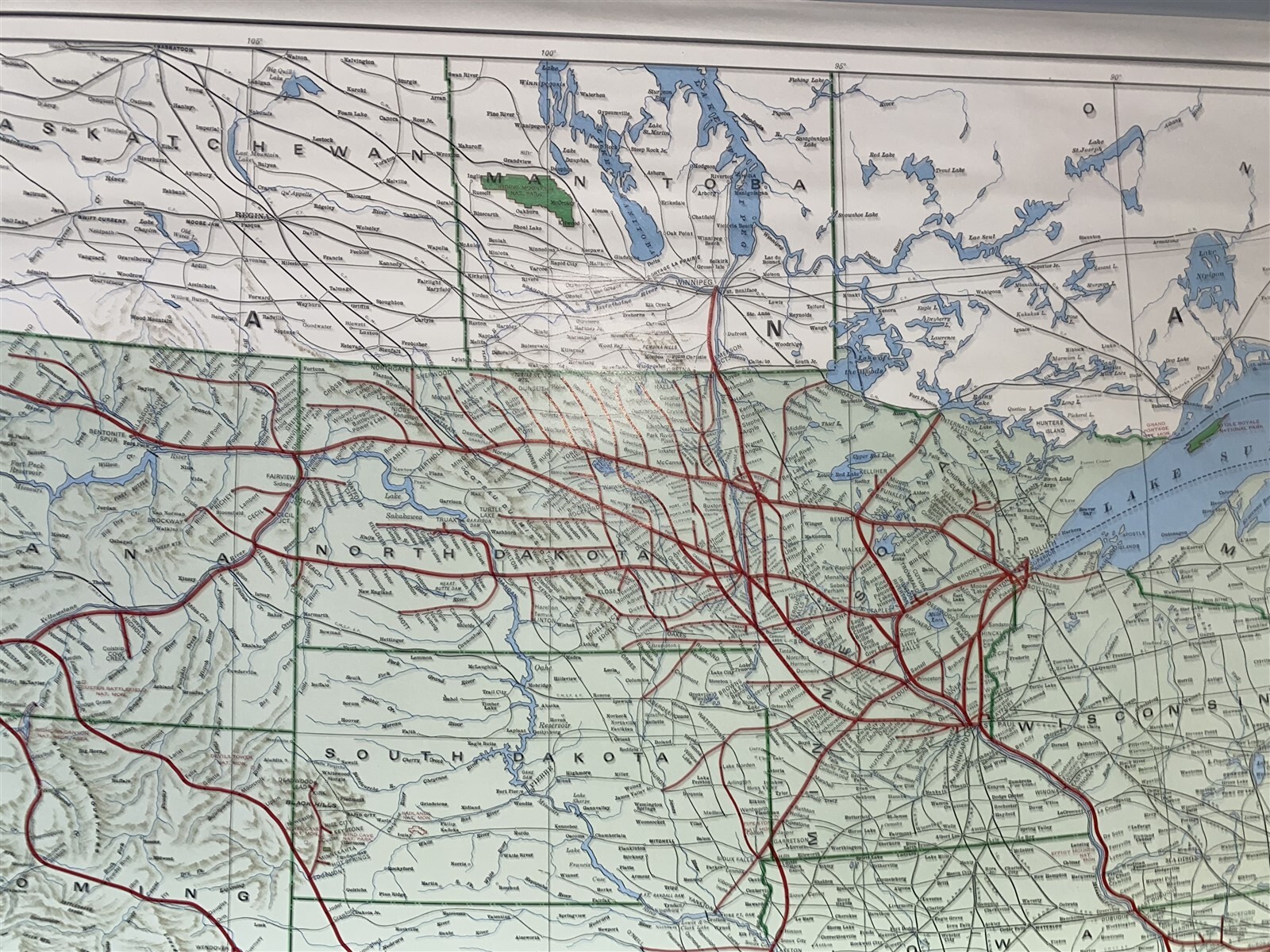 5 foot 1971 Burlington Northern Pacific Railroad Map System