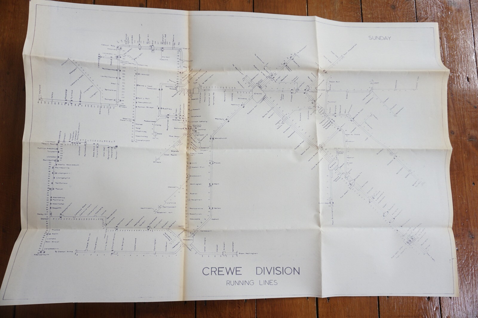 1970s Crewe Division Track Route Plan Railway Map