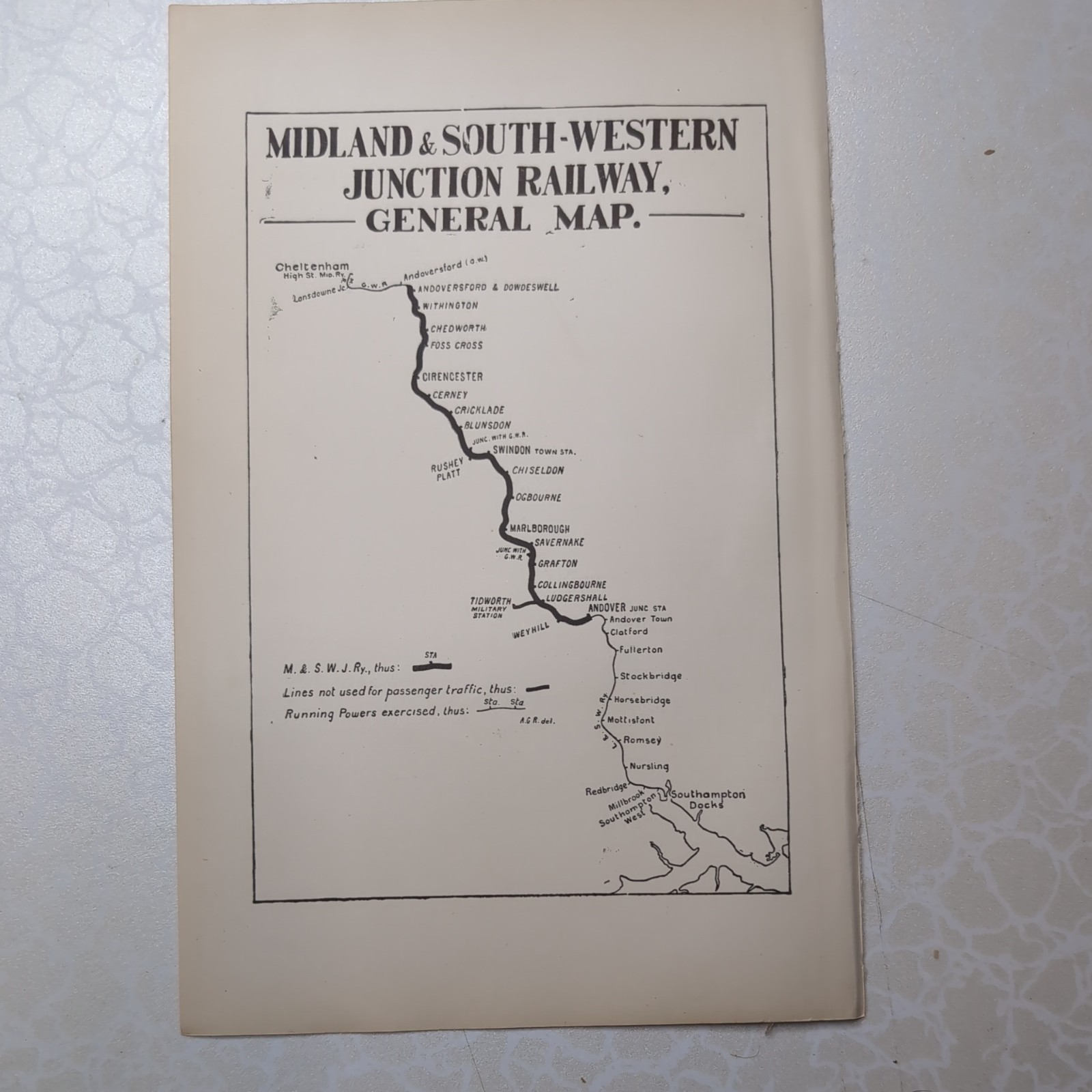 Original 1903 Midland and South Western Junction Railway General Map