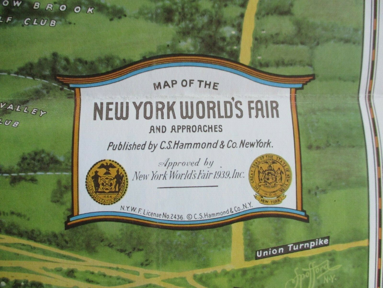 1939 C.S. Hammond & Co Aerial Map New York World’s Fair Flushing Meadow NY REPRO