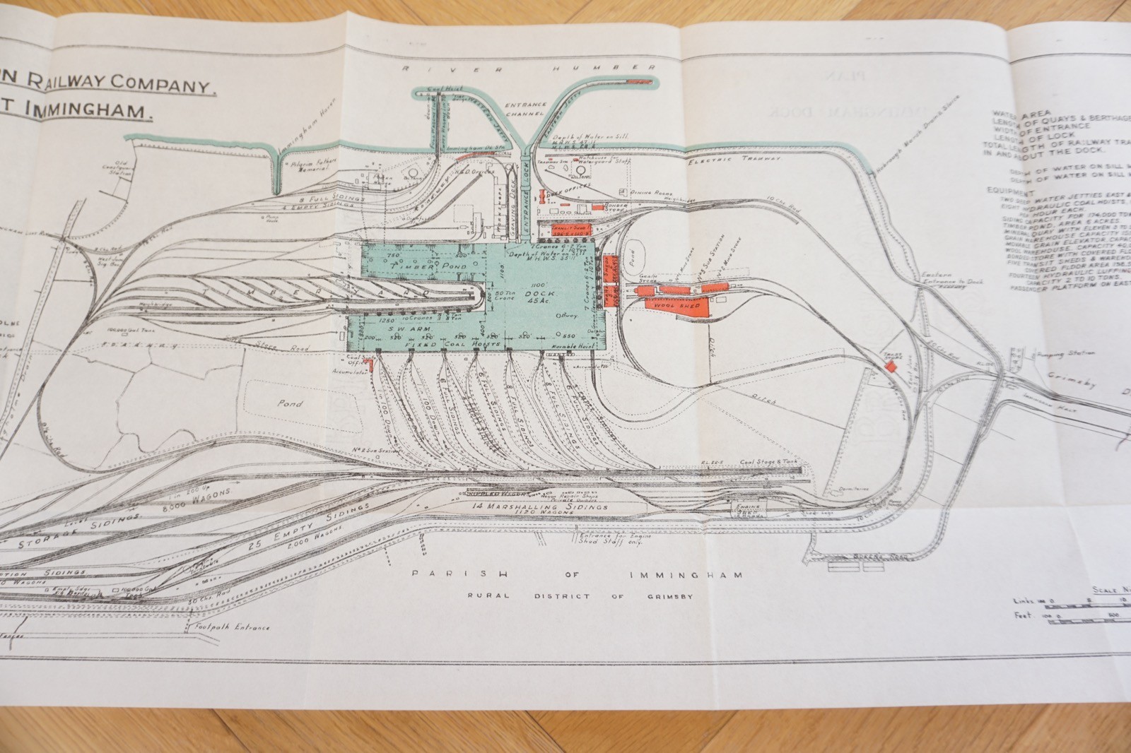 1929 LNER Immingham Docks Railway Plan Map