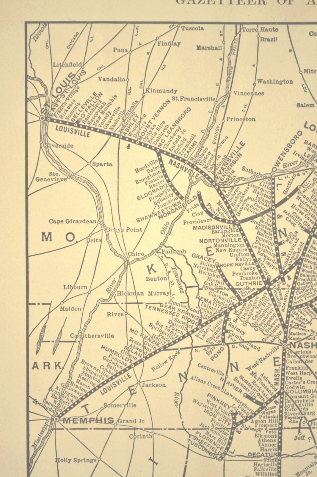 Vintage LOUISVILLE and NASHVILLE Railroad Map New Orleans Pensacola ca 1914
