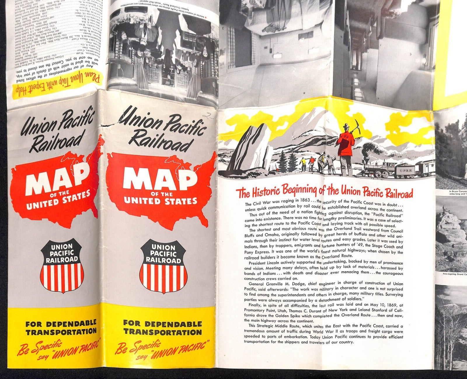 Union Pacific Railroad Map of the United States c1952 19″ x 30″