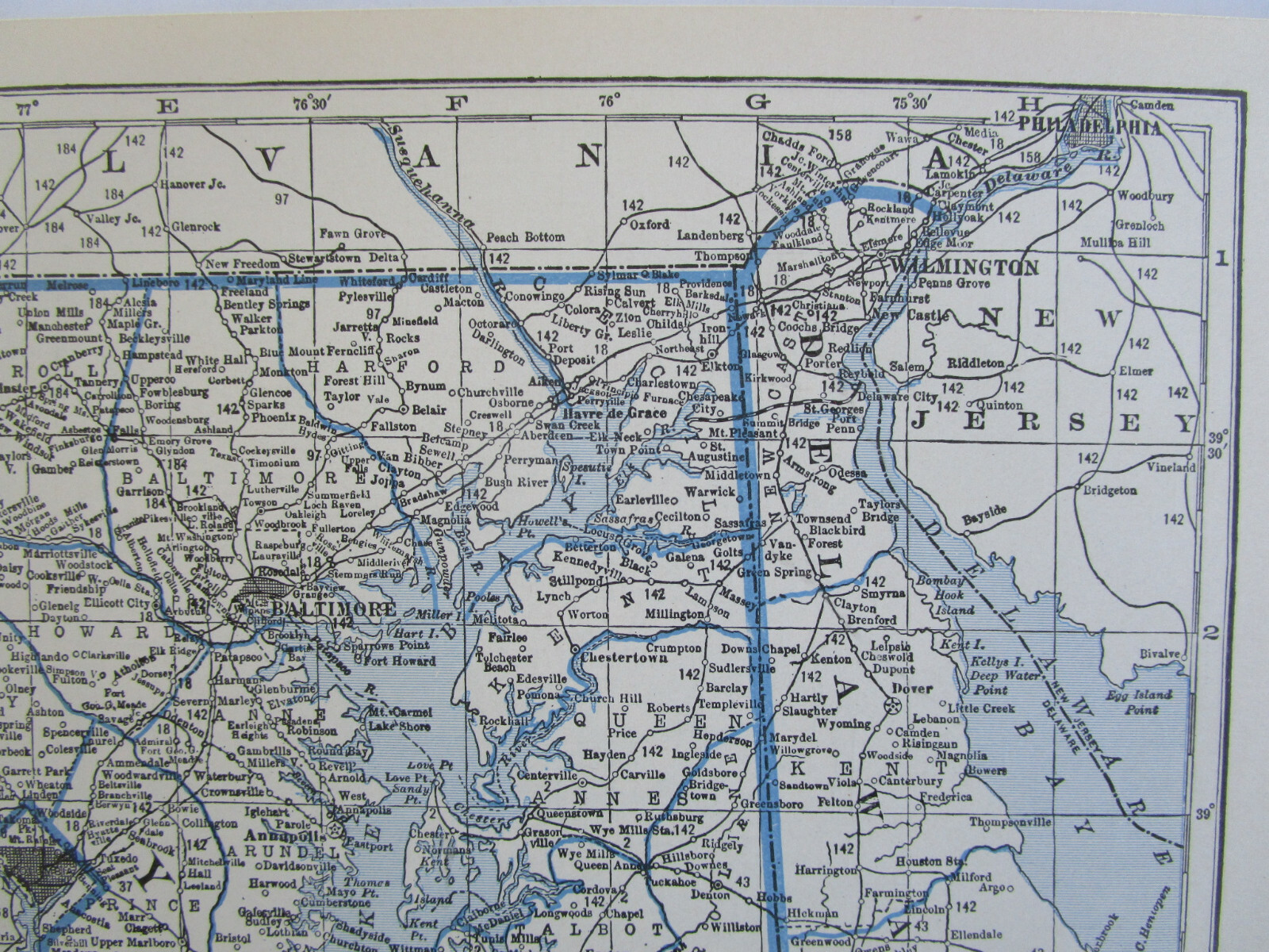 MD DE MA 1933 MARYLAND DELAWARE RAILROAD Map CHAFFEE RR ~or~ MASSACHUSETTS RI