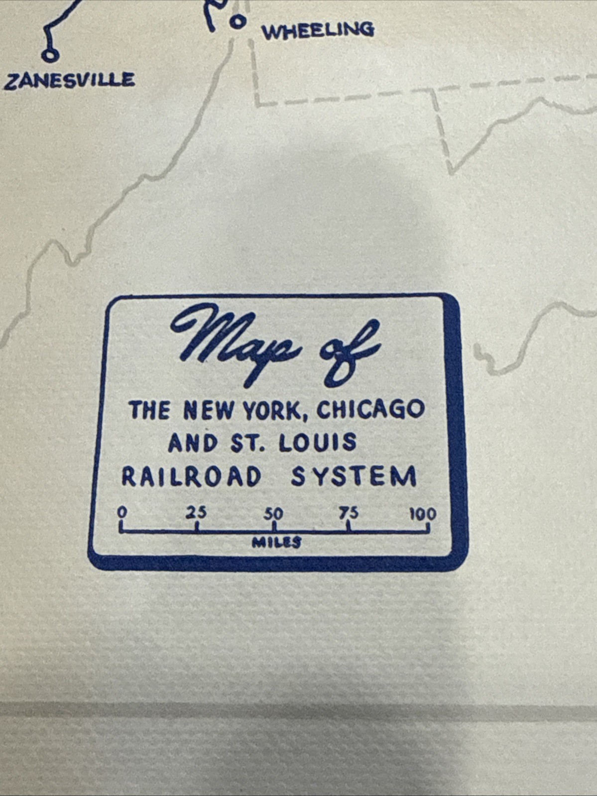 Vintage Nickel Plate Road Railroad System Map Placemat Collectible 1957