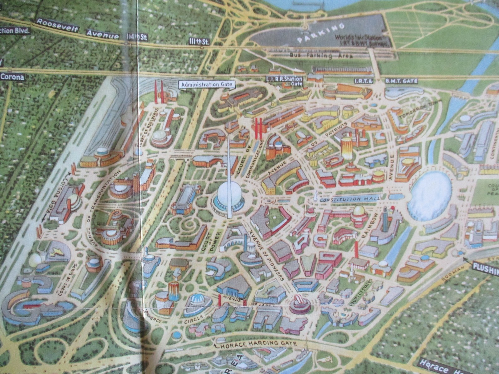 1939 C.S. Hammond & Co Aerial Map New York World’s Fair Flushing Meadow NY REPRO