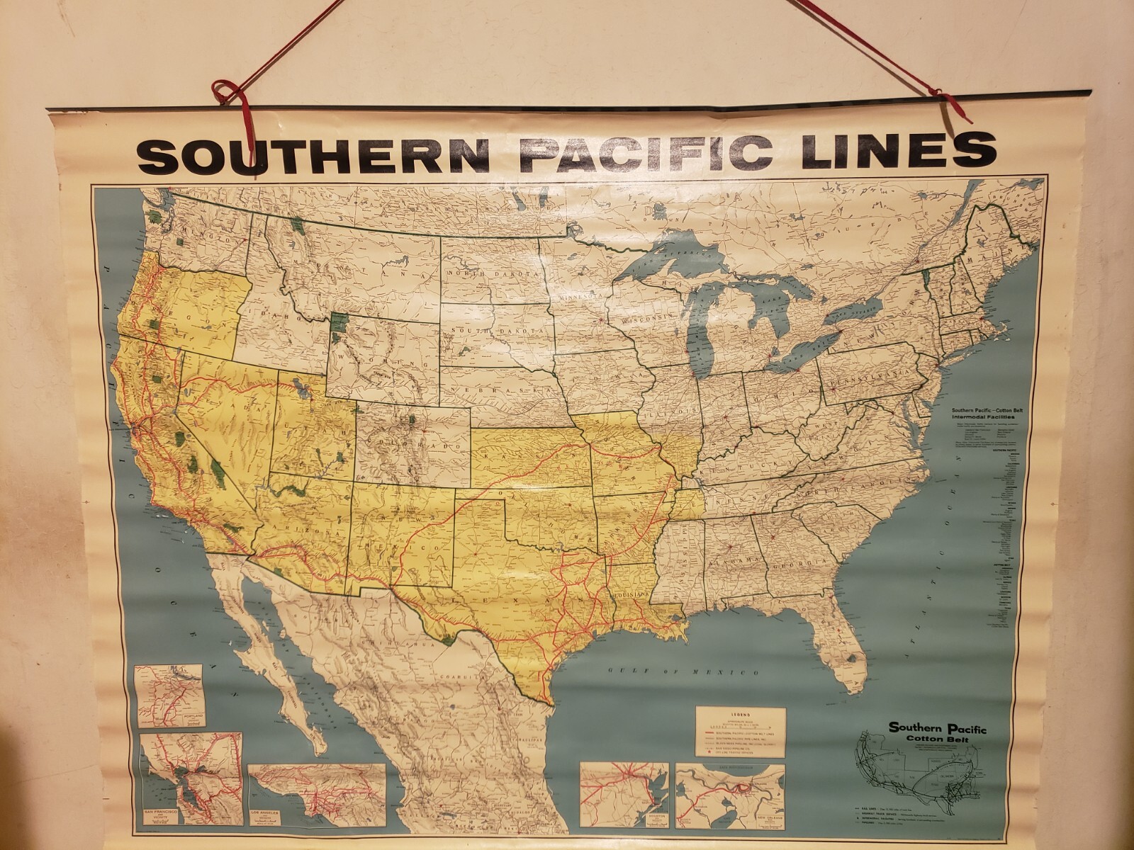 Vintage Sothern Pacific Railroad Cotton belt Map