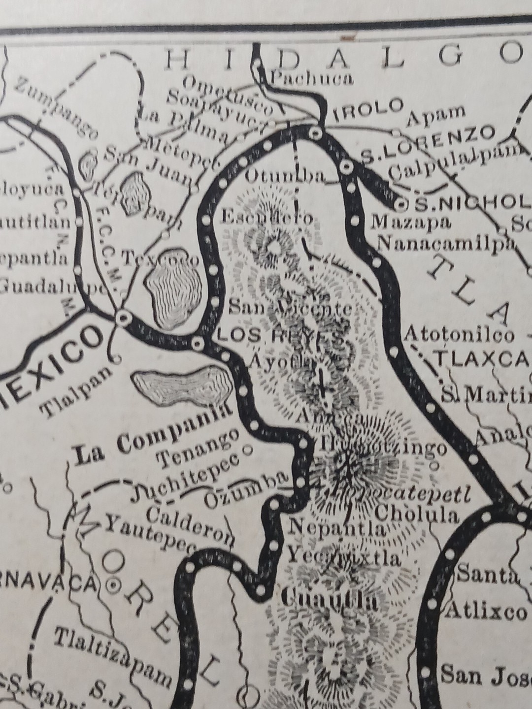 ~1896 Antique Railroad Map INTEROCEANIC RAILWAY OF MEXICO Irolo Jalapa Atila