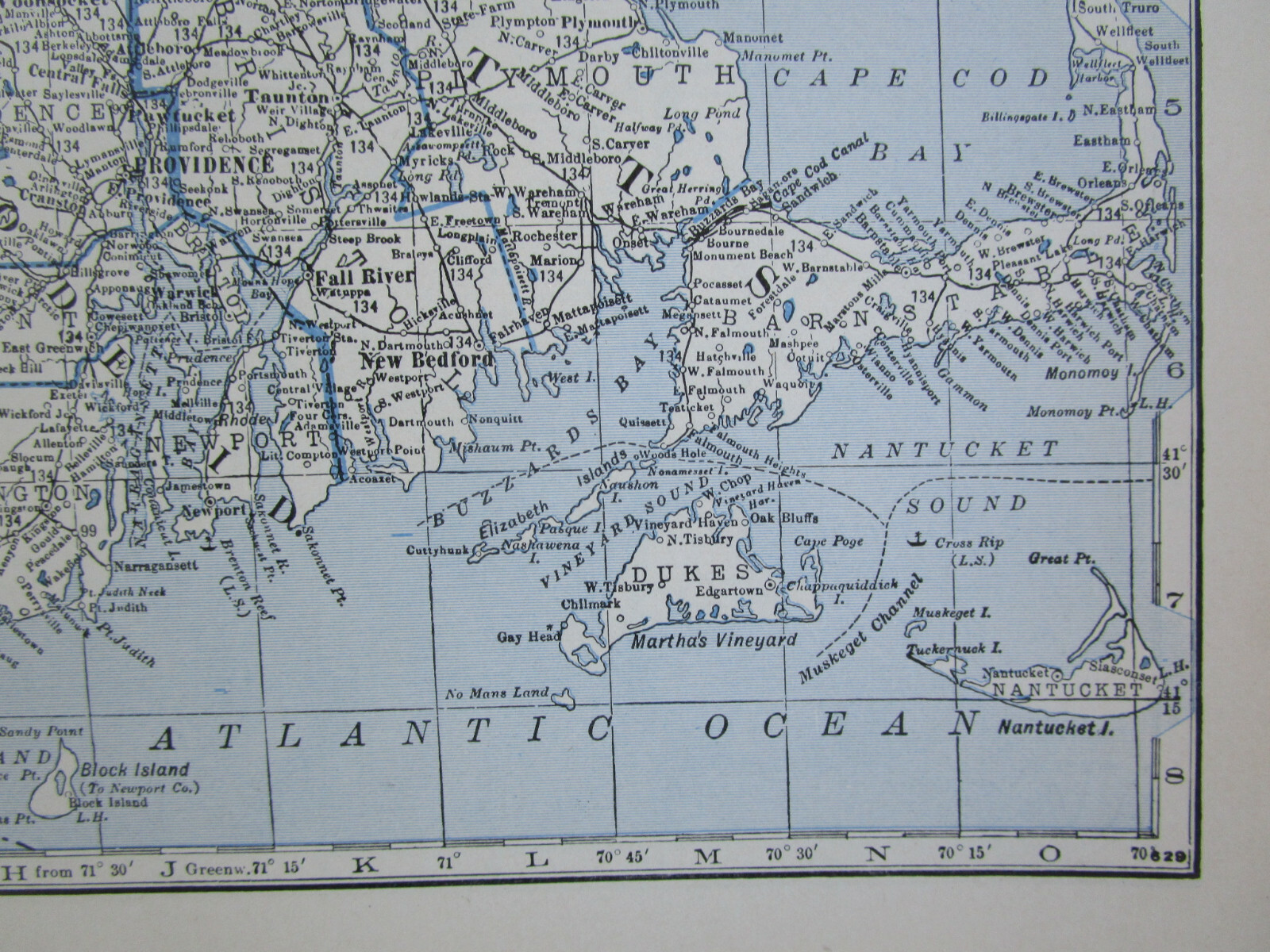 MD DE MA 1933 MARYLAND DELAWARE RAILROAD Map CHAFFEE RR ~or~ MASSACHUSETTS RI