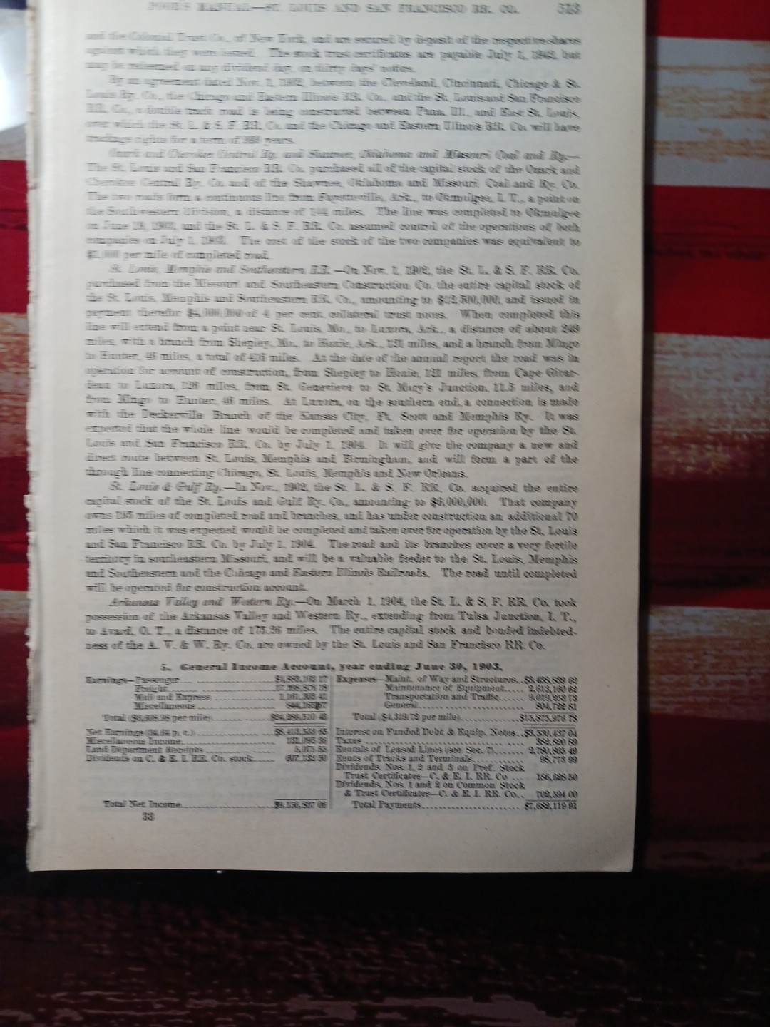 ~1904 ST LOUIS & SAN FRANCISCO RAILROAD vintage Railway Map + Report All Routes