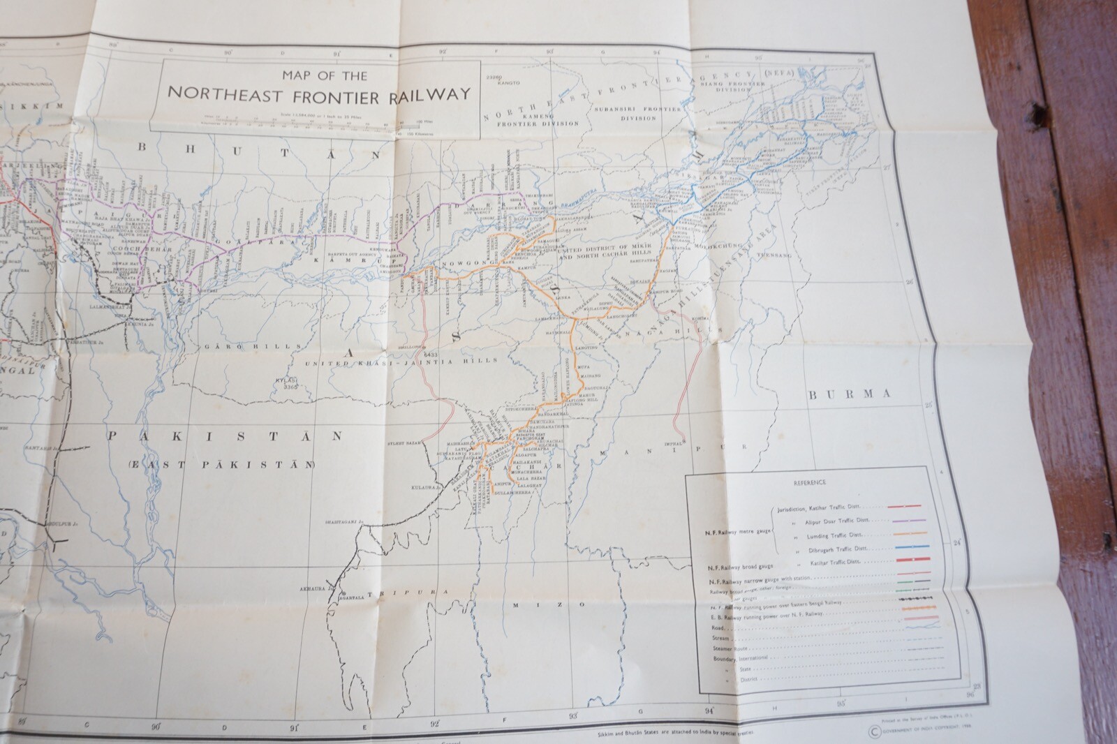 1960 India Large Railway Map Indian Double Sided