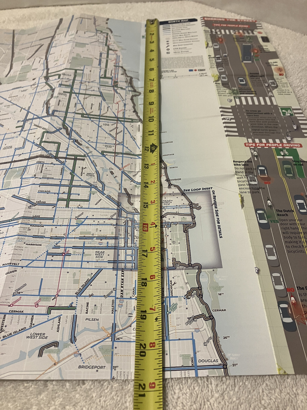 New CHICAGO BIKE MAP Hand-Held Foldable 2-Sided Trails, Bike Lanes & Routes 2024