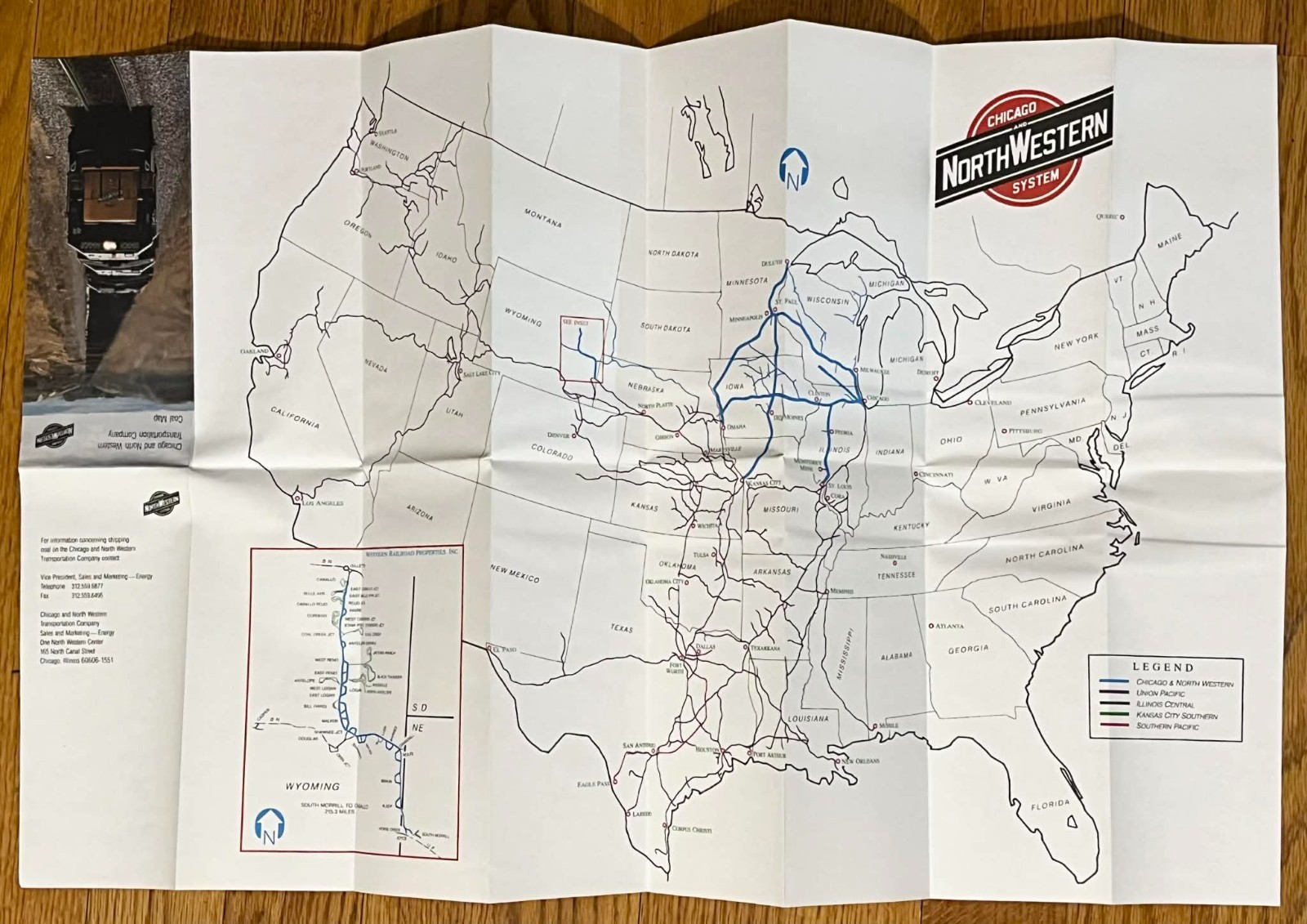 C&NW Railroad Coal Map CNW Wyoming 1985